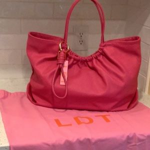 NWT LDT Lily soft leather tote in hot pink